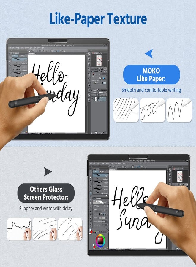 MoKo 2-Pack Paper Screen Protector for Microsoft Surface Pro 11 2024, Surface Pro 10 / Pro 9 / Pro 8 / Pro X - 13 Inch, Anti-Glare Anti Scratch Writable PET Film, Compatible with Surface Pen, Matte - Image 4